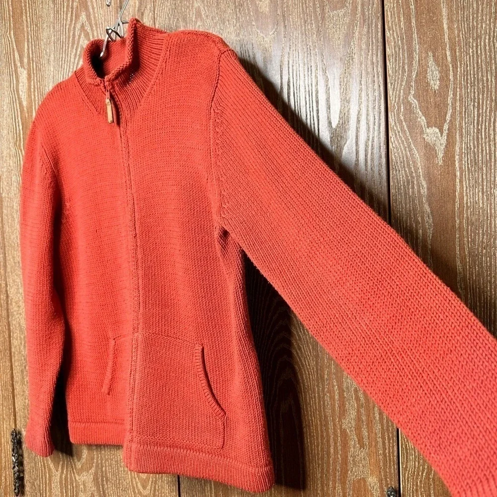 Orvis Sporting Traditions Red Shaker Knit‎ Full Zip Cardigan Sweater Mens Medium
